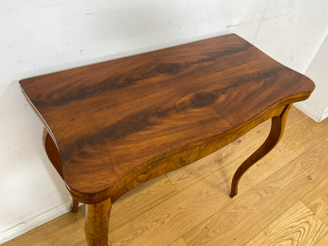 Eleganter aufklappbarer antiker Spieletisch in edlem Walnuss I Tisch Konsolentisch Konsole Esstisch Küchentisch Spieltisch Schreibtisch Jugendstil Chippendale Vintage I