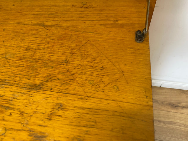 WMK I Rarer heller Mid-Century Schreibschrank in grüner Originalfarbe mit Messinggriffen I Sekretär Highboard Schrank Barschrank Bar Schreibtisch Bücherschrank Vintage 60er I Berlin Frankfurt Bayern