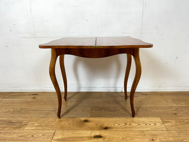 Eleganter aufklappbarer antiker Spieletisch in edlem Walnuss I Tisch Konsolentisch Konsole Esstisch Küchentisch Spieltisch Schreibtisch Jugendstil Chippendale Vintage I