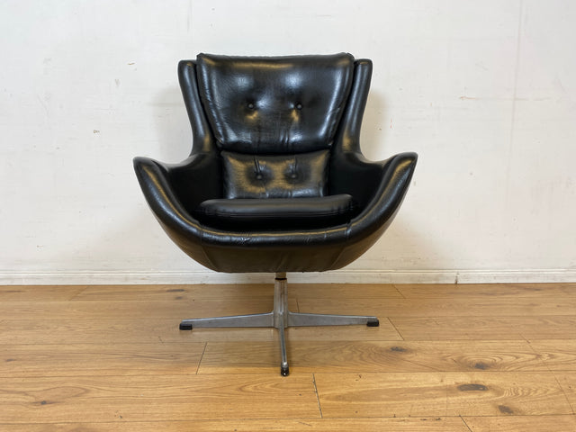 Formschöner skandinavischer Space Age Drehsessel mit Kunstleder Bezug bau ähnlich mit Eggchair I Sessel Ledersessel Armchair Designersessel Ei Lesesessel Vintage 70er I