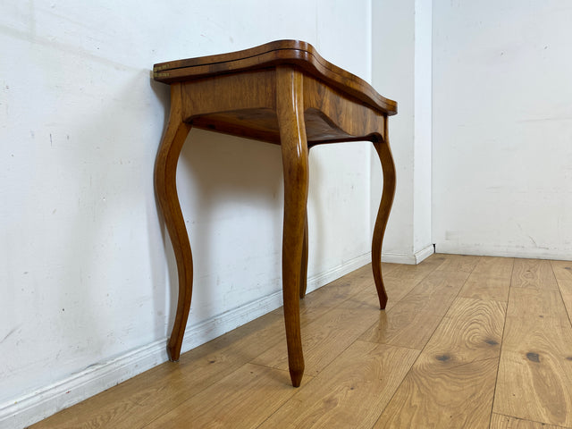 Eleganter aufklappbarer antiker Spieletisch in edlem Walnuss I Tisch Konsolentisch Konsole Esstisch Küchentisch Spieltisch Schreibtisch Jugendstil Chippendale Vintage I