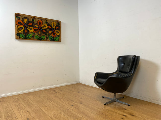 Formschöner skandinavischer Space Age Drehsessel mit Kunstleder Bezug bau ähnlich mit Eggchair I Sessel Ledersessel Armchair Designersessel Ei Lesesessel Vintage 70er I