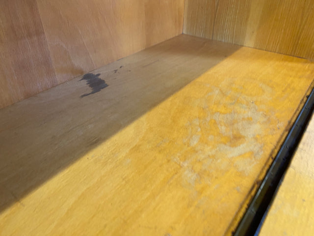 WMK I Rarer heller Mid-Century Schreibschrank in grüner Originalfarbe mit Messinggriffen I Sekretär Highboard Schrank Barschrank Bar Schreibtisch Bücherschrank Vintage 60er I Berlin Frankfurt Bayern