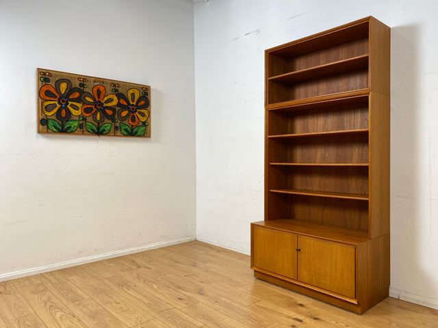 Schöner hoher modularer Vintage Bücherschrank von Strobeck in skandinavischem Stil I Teakholz I Regal Bücherregal Holzregal Kommode Danish Design Mid-Century Vintage Teak 70er I