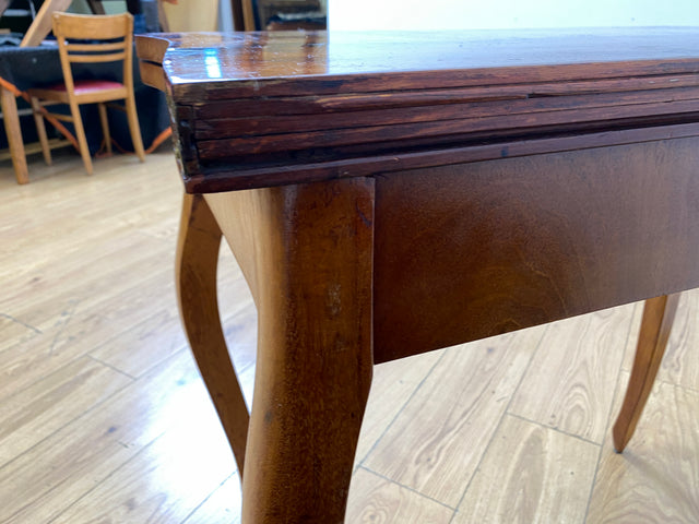 Eleganter aufklappbarer antiker Spieletisch in edlem Walnuss I Tisch Konsolentisch Konsole Esstisch Küchentisch Spieltisch Schreibtisch Jugendstil Chippendale Vintage I