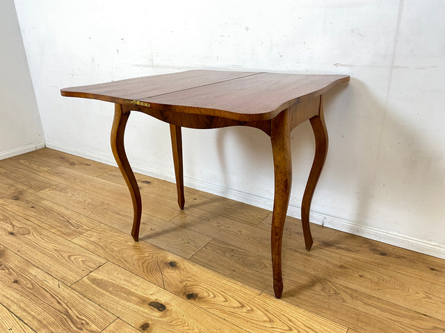 Eleganter aufklappbarer antiker Spieletisch in edlem Walnuss I Tisch Konsolentisch Konsole Esstisch Küchentisch Spieltisch Schreibtisch Jugendstil Chippendale Vintage I