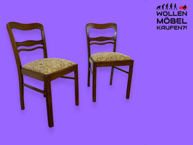 WMK I 1/2 Klassischer 30er Jahre Küchenstuhl aus Buche mit freundlichem Originalbezug und Federkernsitz I Stuhl Esszimmerstuhl Holzstuhl Dining Chair Antik Art Deco Vintage I Berlin Frankfurt Bremen