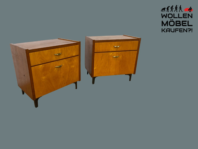 WMK I 1/2 Hübscher 60er Jahre Nachttisch auf neuen Metallfüßen mit Klappe & Schublade I Nachtkommode Nachtschrank Nachtschränkchen Kommode Ablage Beistelltisch Mid-Century Vintage I Berlin Köln Halle
