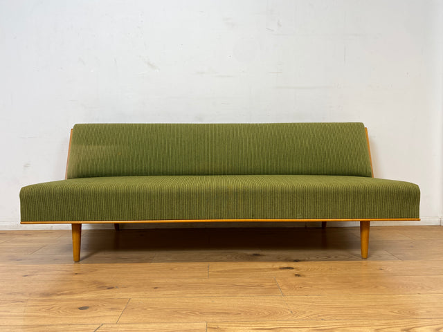 WMK I Stilvolles grünes skandinavisches Mid-Century Daybed von Herrljunga in Teakholz mit aufklapp. Rückenlehne