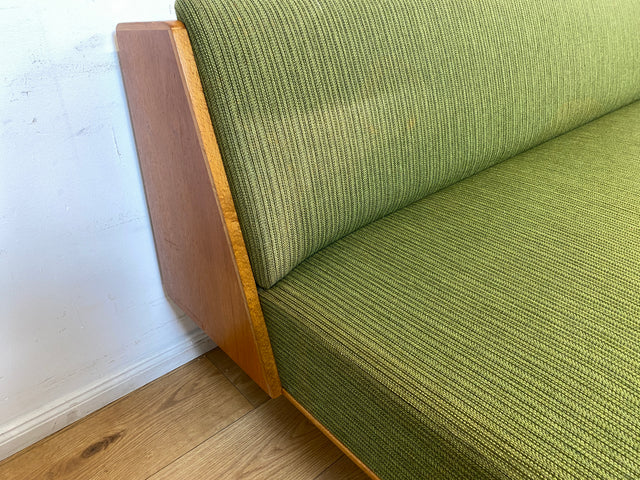 WMK I Stilvolles grünes skandinavisches Mid-Century Daybed von Herrljunga in Teakholz mit aufklapp. Rückenlehne