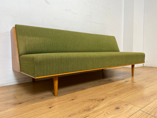 WMK I Stilvolles grünes skandinavisches Mid-Century Daybed von Herrljunga in Teakholz mit aufklapp. Rückenlehne