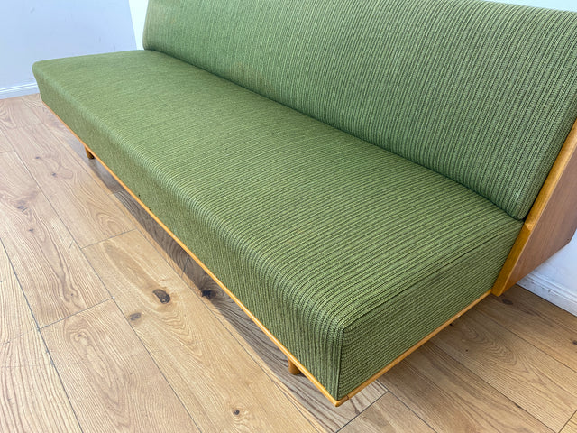 WMK I Stilvolles grünes skandinavisches Mid-Century Daybed von Herrljunga in Teakholz mit aufklapp. Rückenlehne