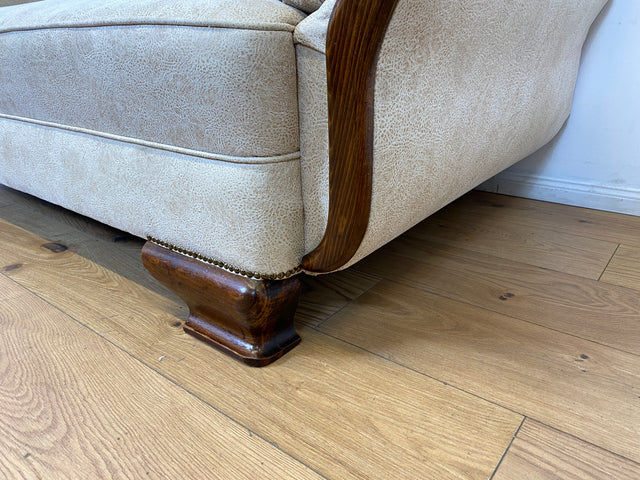 Wunderschöne und sehr gut erhaltene 1930er Jahre Art Deco Liege in beigem Bezug und gemütlichem Federkern I Daybed Sofa Couch Récamiere Chaiselongue Antik Vintage 30er I
