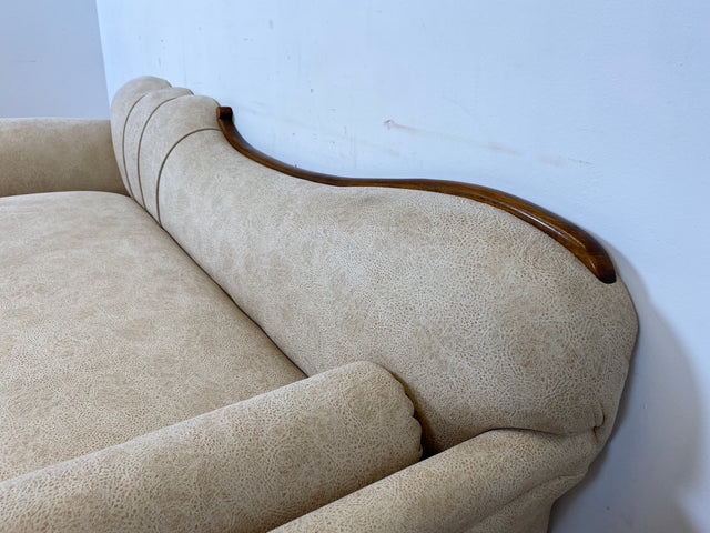 Wunderschöne und sehr gut erhaltene 1930er Jahre Art Deco Liege in beigem Bezug und gemütlichem Federkern I Daybed Sofa Couch Récamiere Chaiselongue Antik Vintage 30er I