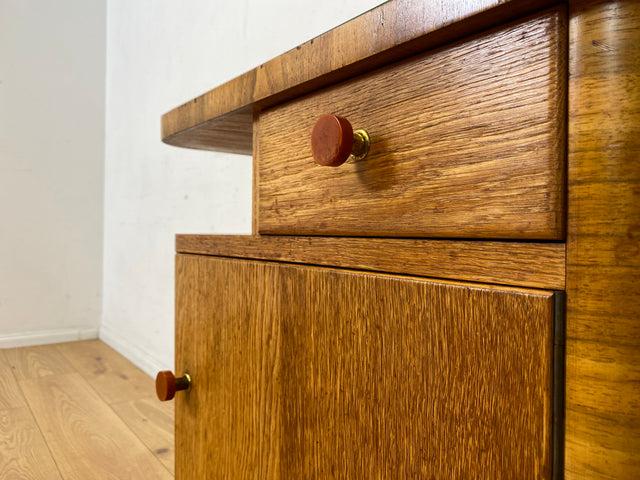 Wunderschöner 1930er Jahre Art Deco Nachttisch in Eiche mit Schublade und Glasauflage (Stoff auswechselbar)