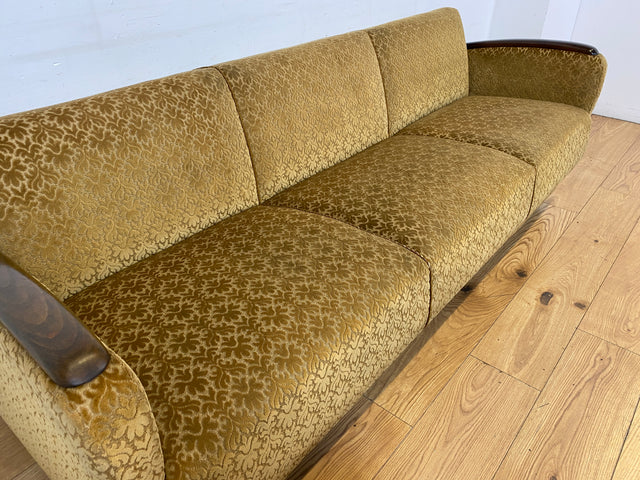 Wunderschönes & sehr gut erhaltenes 1930er Jahre Art Deco Sofa mit Schlaffunktion & goldenem Brokat Bezug I Couch Schlafcouch Schlafsofa Klappcouch Daybed Antik Vintage I (Kopie)
