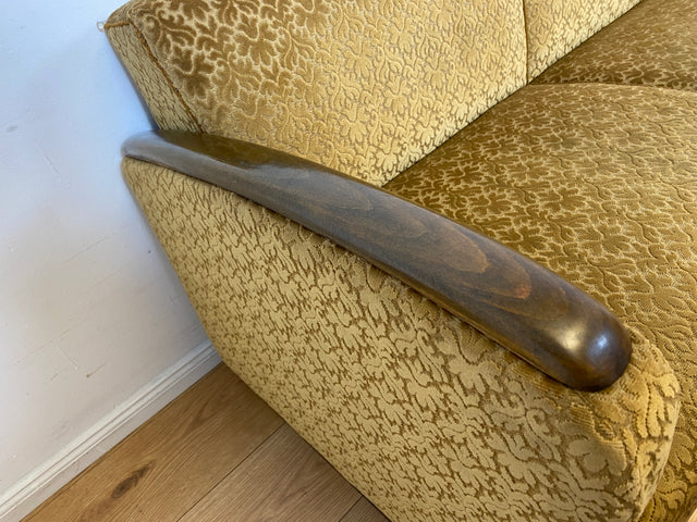 Wunderschönes & sehr gut erhaltenes 1930er Jahre Art Deco Sofa mit Schlaffunktion & goldenem Brokat Bezug I Couch Schlafcouch Schlafsofa Klappcouch Daybed Antik Vintage I (Kopie)