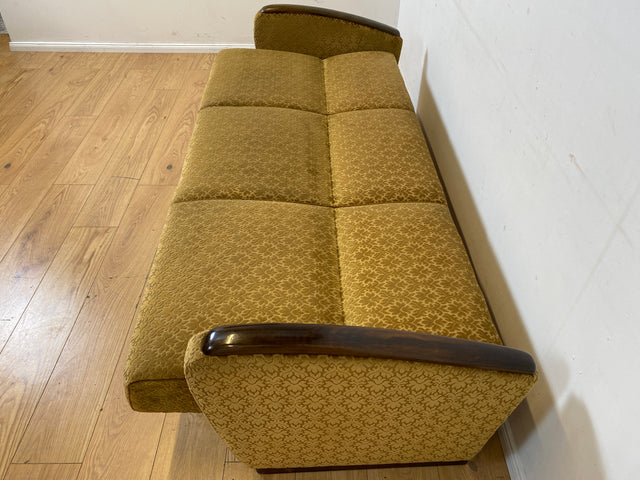 Wunderschönes & sehr gut erhaltenes 1930er Jahre Art Deco Sofa mit Schlaffunktion & goldenem Brokat Bezug I Couch Schlafcouch Schlafsofa Klappcouch Daybed Antik Vintage I (Kopie)
