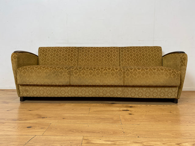 Wunderschönes & sehr gut erhaltenes 1930er Jahre Art Deco Sofa mit Schlaffunktion & goldenem Brokat Bezug I Couch Schlafcouch Schlafsofa Klappcouch Daybed Antik Vintage I (Kopie)