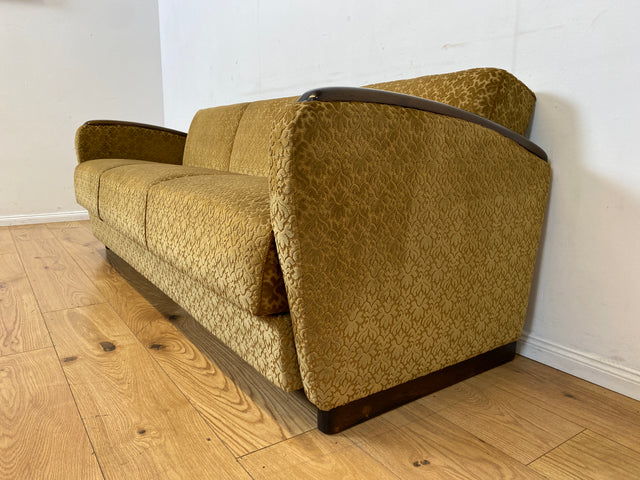 Wunderschönes & sehr gut erhaltenes 1930er Jahre Art Deco Sofa mit Schlaffunktion & goldenem Brokat Bezug I Couch Schlafcouch Schlafsofa Klappcouch Daybed Antik Vintage I (Kopie)