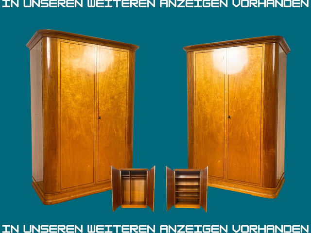 Hochwertiger 2-türiger Mid-Century Kleiderschrank aus 1959 mit Intarsien und Kleiderstange I Schrank Wohnzimmerschrank Dielenschrank Garderobe Wardrobe 50er 60er Vintage I