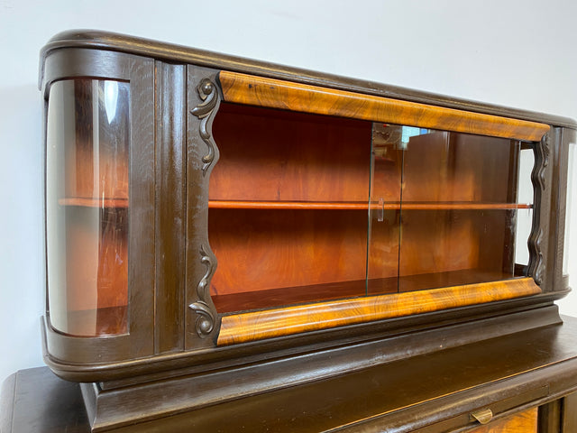 Selten kleine 30er Jahre Art Deco Anrichte aus vollem Holz und handverziert