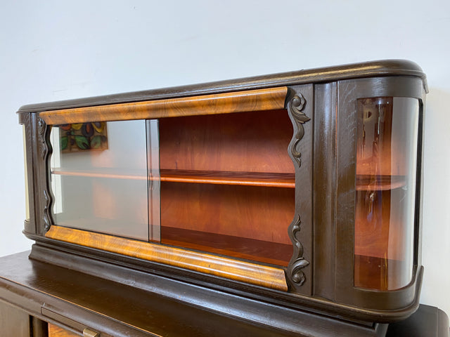 Selten kleine 30er Jahre Art Deco Anrichte aus vollem Holz und handverziert