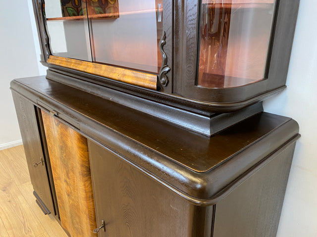 Selten kleine 30er Jahre Art Deco Anrichte aus vollem Holz und handverziert