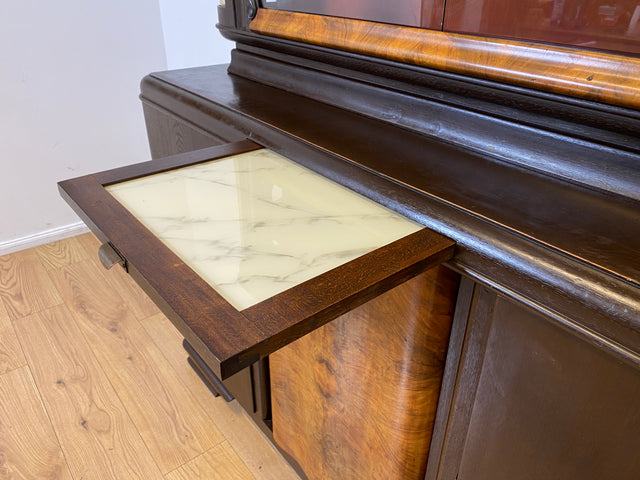 Selten kleine 30er Jahre Art Deco Anrichte aus vollem Holz und handverziert