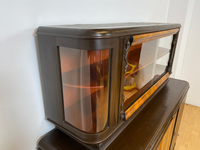 Selten kleine 30er Jahre Art Deco Anrichte aus vollem Holz und handverziert