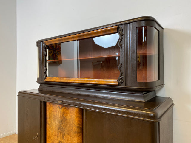 Selten kleine 30er Jahre Art Deco Anrichte aus vollem Holz und handverziert