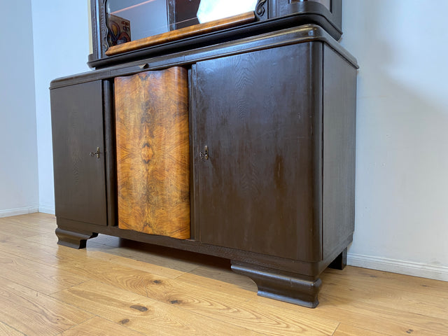 Selten kleine 30er Jahre Art Deco Anrichte aus vollem Holz und handverziert