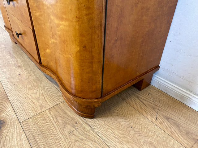 Formschöne und gut erhaltener 30er Jahre Art Deco Kommode aus vollem Holz mit Schubladen und Messinggriffen I Sideboard Lowboard Wäscheschrank TV-Lowboard Antik Alt Vintage I