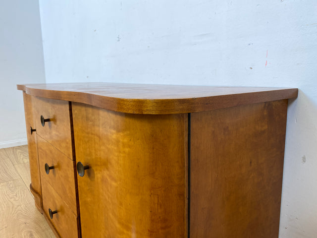 Formschöne und gut erhaltener 30er Jahre Art Deco Kommode aus vollem Holz mit Schubladen und Messinggriffen I Sideboard Lowboard Wäscheschrank TV-Lowboard Antik Alt Vintage I