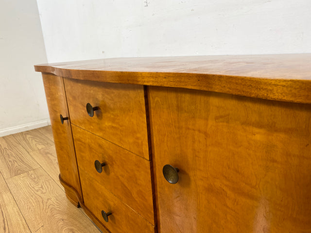 Formschöne und gut erhaltener 30er Jahre Art Deco Kommode aus vollem Holz mit Schubladen und Messinggriffen I Sideboard Lowboard Wäscheschrank TV-Lowboard Antik Alt Vintage I