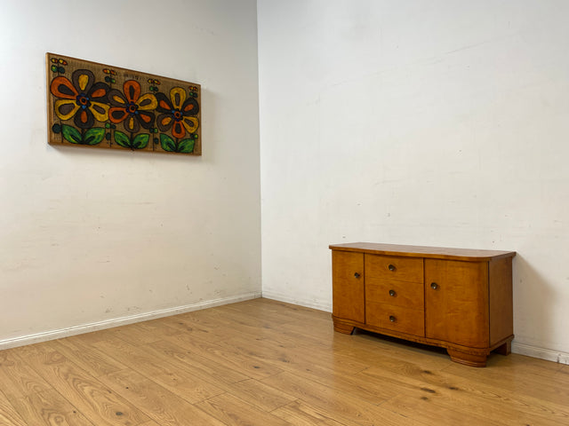 Formschöne und gut erhaltener 30er Jahre Art Deco Kommode aus vollem Holz mit Schubladen und Messinggriffen I Sideboard Lowboard Wäscheschrank TV-Lowboard Antik Alt Vintage I