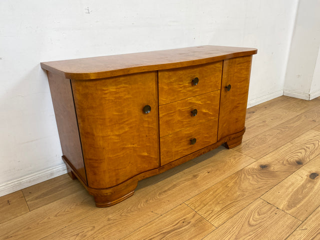 Formschöne und gut erhaltener 30er Jahre Art Deco Kommode aus vollem Holz mit Schubladen und Messinggriffen I Sideboard Lowboard Wäscheschrank TV-Lowboard Antik Alt Vintage I