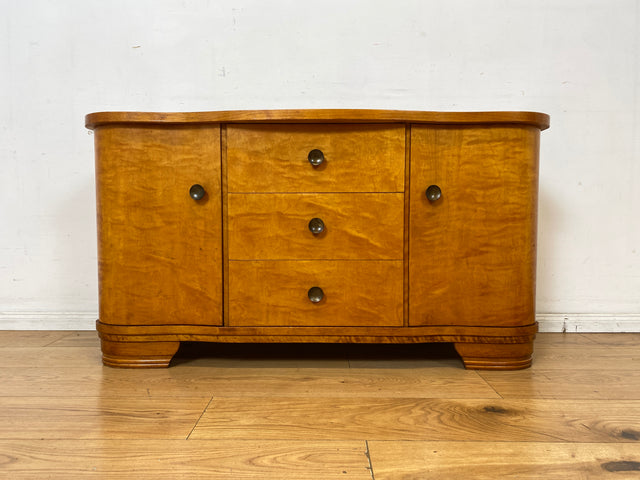 Formschöne und gut erhaltener 30er Jahre Art Deco Kommode aus vollem Holz mit Schubladen und Messinggriffen I Sideboard Lowboard Wäscheschrank TV-Lowboard Antik Alt Vintage I