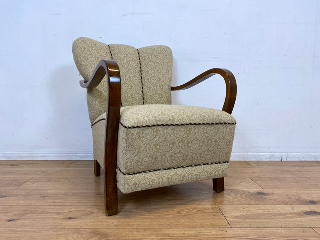 Stilvoller & sehr gut erhaltener 30er Jahre Art Deco Sessel mit hellem floralem Bezug & gemütlichem Federkern I Salonsessel Lesesessel Armchair Stuhl Vintage Antik I
