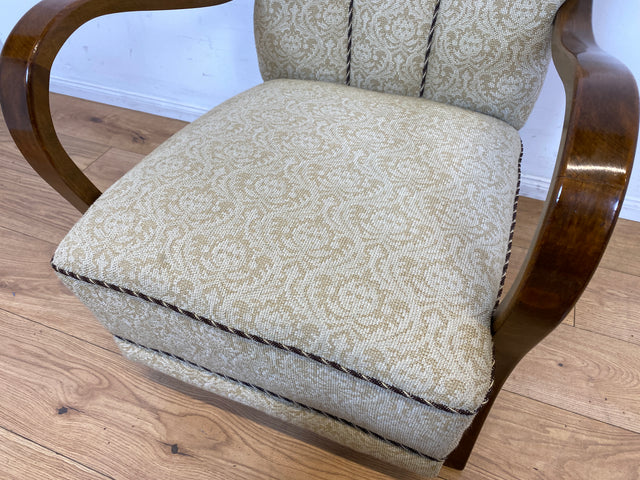 Stilvoller & sehr gut erhaltener 30er Jahre Art Deco Sessel mit hellem floralem Bezug & gemütlichem Federkern I Salonsessel Lesesessel Armchair Stuhl Vintage Antik I