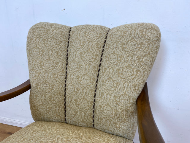 Stilvoller & sehr gut erhaltener 30er Jahre Art Deco Sessel mit hellem floralem Bezug & gemütlichem Federkern I Salonsessel Lesesessel Armchair Stuhl Vintage Antik I