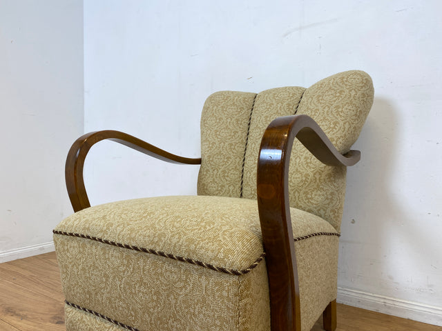 Stilvoller & sehr gut erhaltener 30er Jahre Art Deco Sessel mit hellem floralem Bezug & gemütlichem Federkern I Salonsessel Lesesessel Armchair Stuhl Vintage Antik I