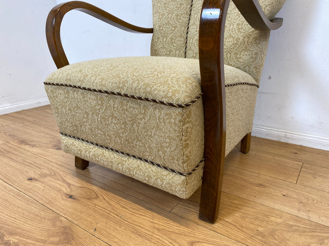 Stilvoller & sehr gut erhaltener 30er Jahre Art Deco Sessel mit hellem floralem Bezug & gemütlichem Federkern I Salonsessel Lesesessel Armchair Stuhl Vintage Antik I