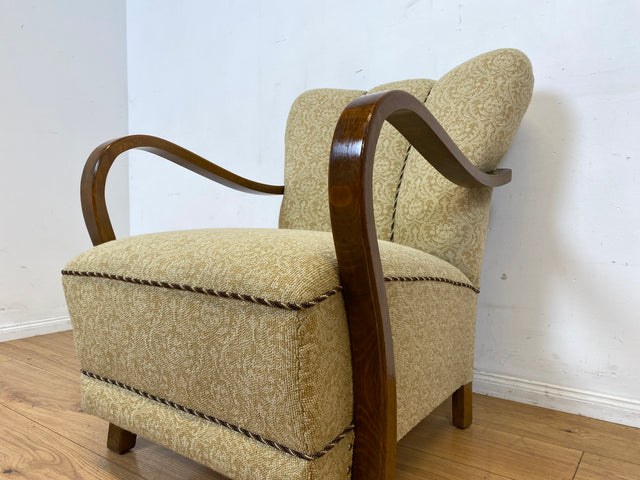 Stilvoller & sehr gut erhaltener 30er Jahre Art Deco Sessel mit hellem floralem Bezug & gemütlichem Federkern I Salonsessel Lesesessel Armchair Stuhl Vintage Antik I