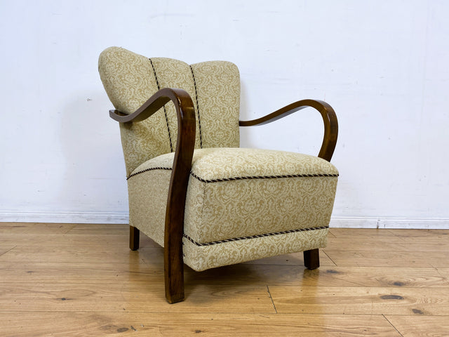 Stilvoller & sehr gut erhaltener 30er Jahre Art Deco Sessel mit hellem floralem Bezug & gemütlichem Federkern I Salonsessel Lesesessel Armchair Stuhl Vintage Antik I