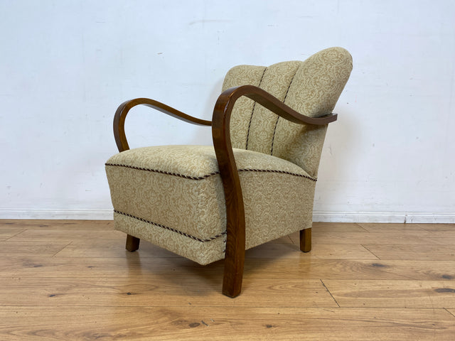 Stilvoller & sehr gut erhaltener 30er Jahre Art Deco Sessel mit hellem floralem Bezug & gemütlichem Federkern I Salonsessel Lesesessel Armchair Stuhl Vintage Antik I