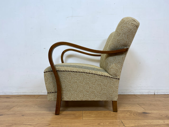 Stilvoller & sehr gut erhaltener 30er Jahre Art Deco Sessel mit hellem floralem Bezug & gemütlichem Federkern I Salonsessel Lesesessel Armchair Stuhl Vintage Antik I