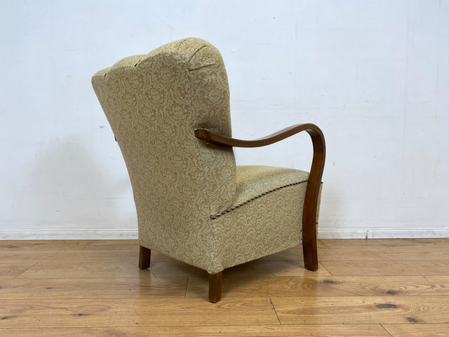 Stilvoller & sehr gut erhaltener 30er Jahre Art Deco Sessel mit hellem floralem Bezug & gemütlichem Federkern I Salonsessel Lesesessel Armchair Stuhl Vintage Antik I