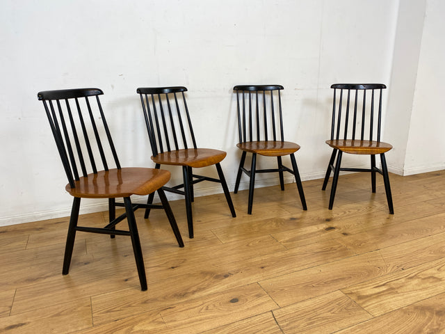 Set aus 4 stilvollen skandinavischen Designer Sprossenstühle von Tapiovaara in Teakholz I Stühle Esszimmerstühle Küchenstühle Holzstühle Essgruppe Danish Design Vintage Mid-Century 4er Teak 60er