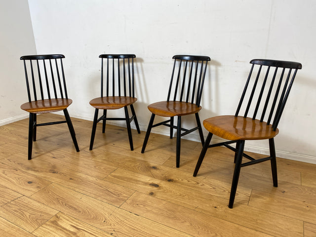 Set aus 4 stilvollen skandinavischen Designer Sprossenstühle von Tapiovaara in Teakholz I Stühle Esszimmerstühle Küchenstühle Holzstühle Essgruppe Danish Design Vintage Mid-Century 4er Teak 60er